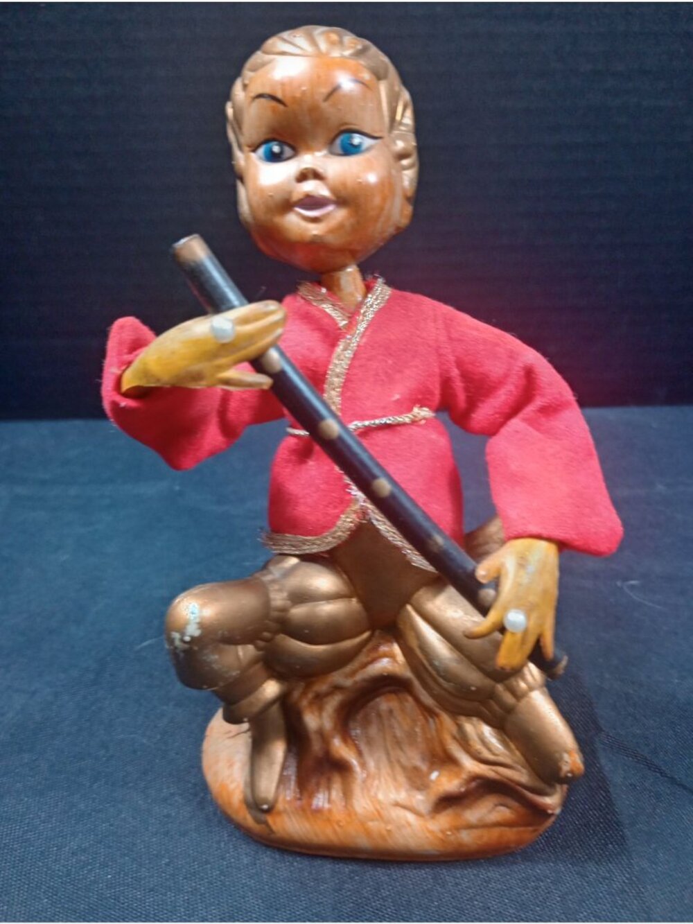 Vintage DABS Boy Elf Pixie with Musical Instrument and Jewelry 1950s Made in Hon